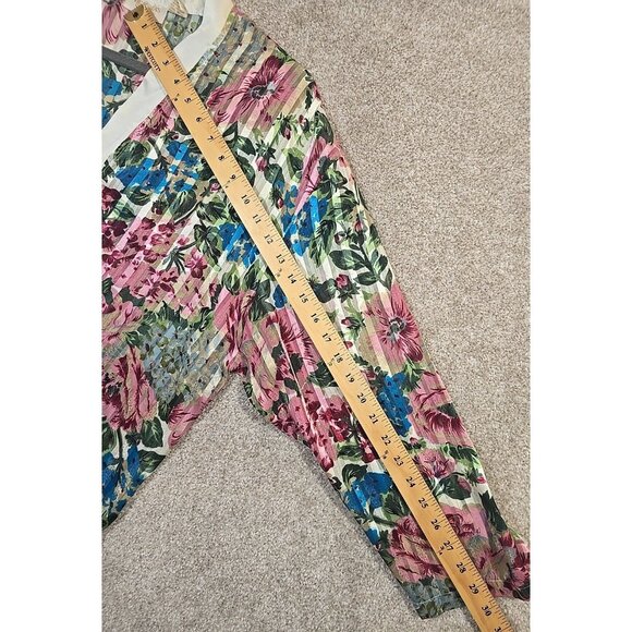 Victoria's Secret 2 Pc Vtg 90s Satin Floral Pajama Set Top Pants Ivory Women's L - Picture 7 of 16